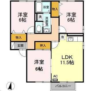 セジュール・リリー【2階】の間取り