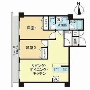 ライオンズマンション江田第3【2階】の間取り