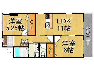 リーヴェンス甲子園口【3階】の間取り
