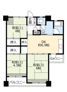 UR洛西新林【9階】の間取り