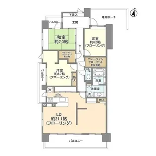 ウィズ松戸陽だまりの丘【6階】の間取り