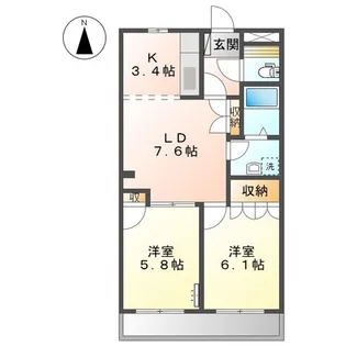 リヴァーサウス【1階】の間取り