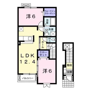 愛知県蒲郡市竹谷町横井【アパート】の間取り