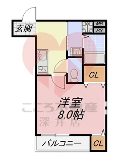 フジパレス上野芝V番館【3階】の間取り