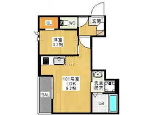 GRANDTIC 西崎【1階】の間取り