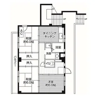 ビレッジハウス亀井野2号棟【2階】の間取り