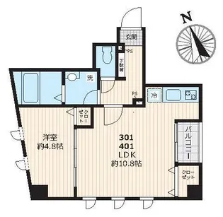 ピークサイドレジデンス早稲田【4階】の間取り