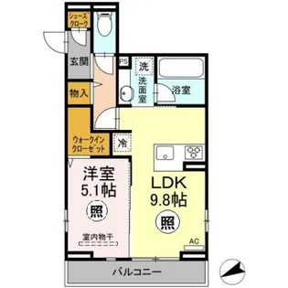 bamboo grass舟入【3階】の間取り