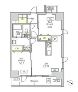 コスモグラシア新宿西早稲田【11階】の間取り
