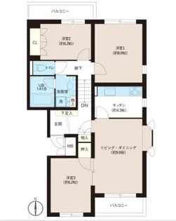 ヒルズガレ【2階】の間取り