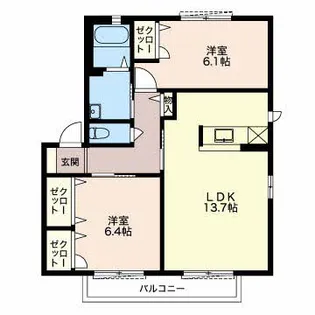 バリュージュクレスト C【2階】の間取り