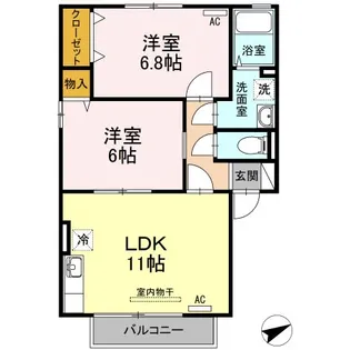 シャルムコート A棟【2階】の間取り