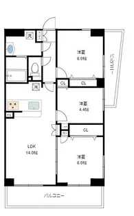 ピュアシティ横浜6【2階】の間取り