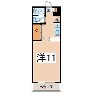 シングルコーポ酒折【1階】の間取り
