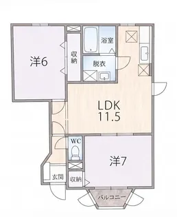 グリーングラスB【1階】の間取り