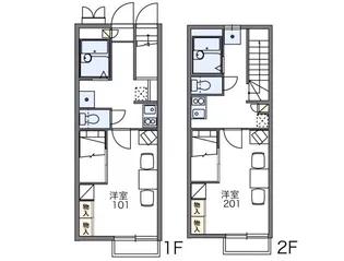 レオパレス三丁田【1階】の間取り