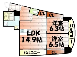 福岡県北九州市小倉北区京町4【マンション】の間取り