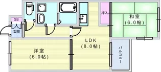 大阪府大阪市住吉区万代東2【マンション】の間取り