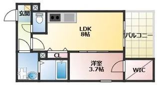 1LDKの間取り画像
