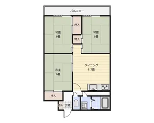 むらさきハイツ【3階】の間取り
