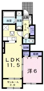 メゾン・ラ・ボヌールXVI (16)【1階】の間取り