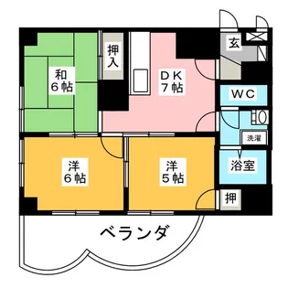テラスレジデンス鳴海B棟【6階】の間取り