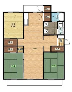 西船橋グリーンハイツ5号棟306号室【3階】の間取り