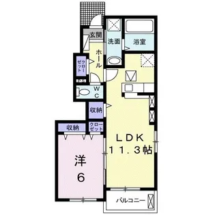 プラシード豊D【1階】の間取り