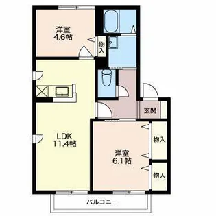 ラフィネU D棟【2階】の間取り