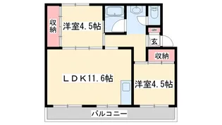ビレッジハウス志染9号棟【5階】の間取り