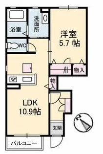 ルイズ・オディエ【1階】の間取り