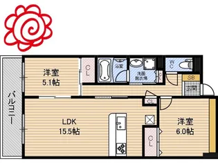 エバーグリーン鶴見II【6階】の間取り