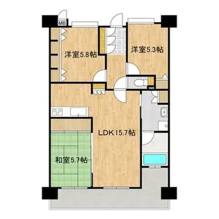 コアマンションルネス九品寺【11階】の間取り