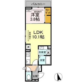D ROOM中央I【3階】の間取り