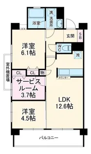 ブランネージュ多摩川【1階】の間取り