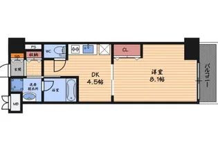 ソルレヴェンテ梅田【8階】の間取り