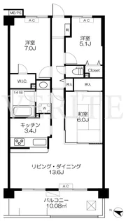 ライオンズマンション北小金第2【6階】の間取り