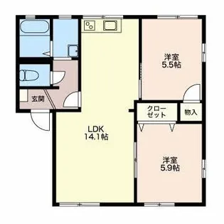 フローラルハイムI【1階】の間取り