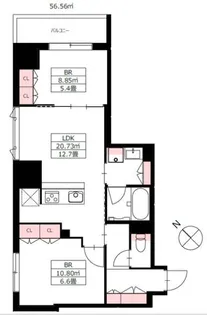 2LDKの間取り画像