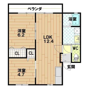 ゼフィール錦見B棟【2階】の間取り