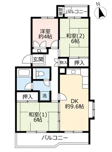 UR洛西境谷東【2階】の間取り