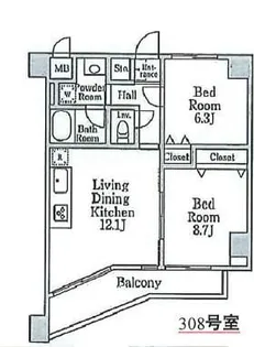 シャトレセリシエ【3階】の間取り