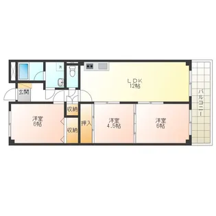 徳島県徳島市南田宮4【マンション】の間取り