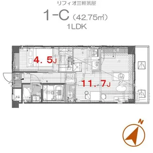 リフィオ三軒茶屋【2階】の間取り