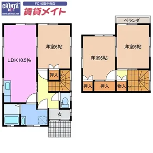 三重県松阪市大黒田町【一戸建】の間取り