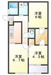リブ フラット+ B棟【1階】の間取り