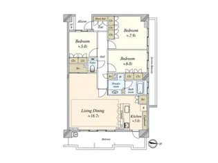 ザ・パークハウス八事月見ケ岡【3階】の間取り