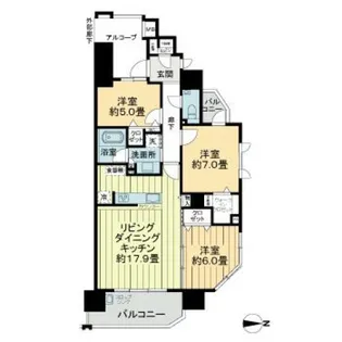 デュオヒルズ比治山レジンデンス【6階】の間取り