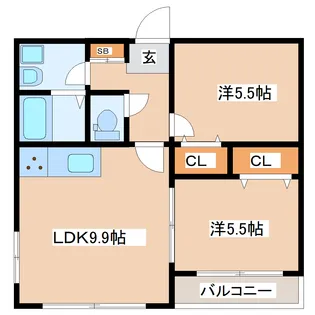 ハイツ・みどり【1階】の間取り