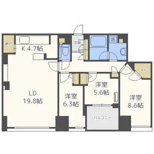 シティタワー札幌大通 404号室【4階】の間取り